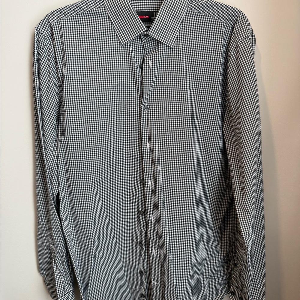 jf j.ferrar Black and White Gingham Shirt
